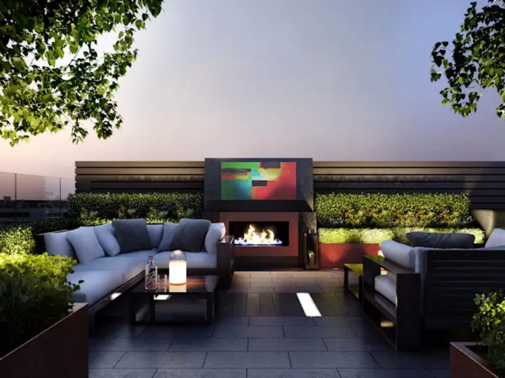6. Beautiful outdoor area with soft lighting
