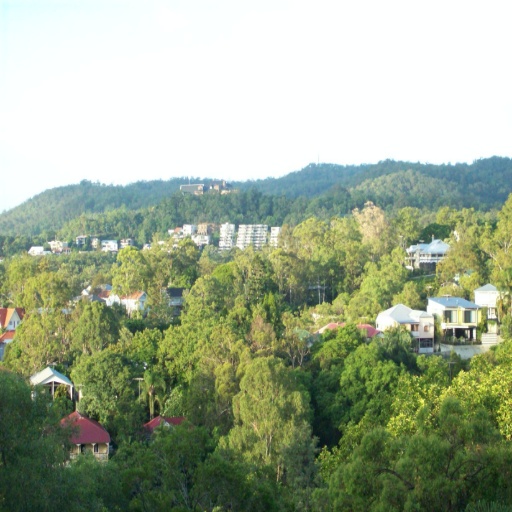 The Brisbane suburb of Bardon at sunrise, looking southwest over the suburb towards Mount Coot-tha.